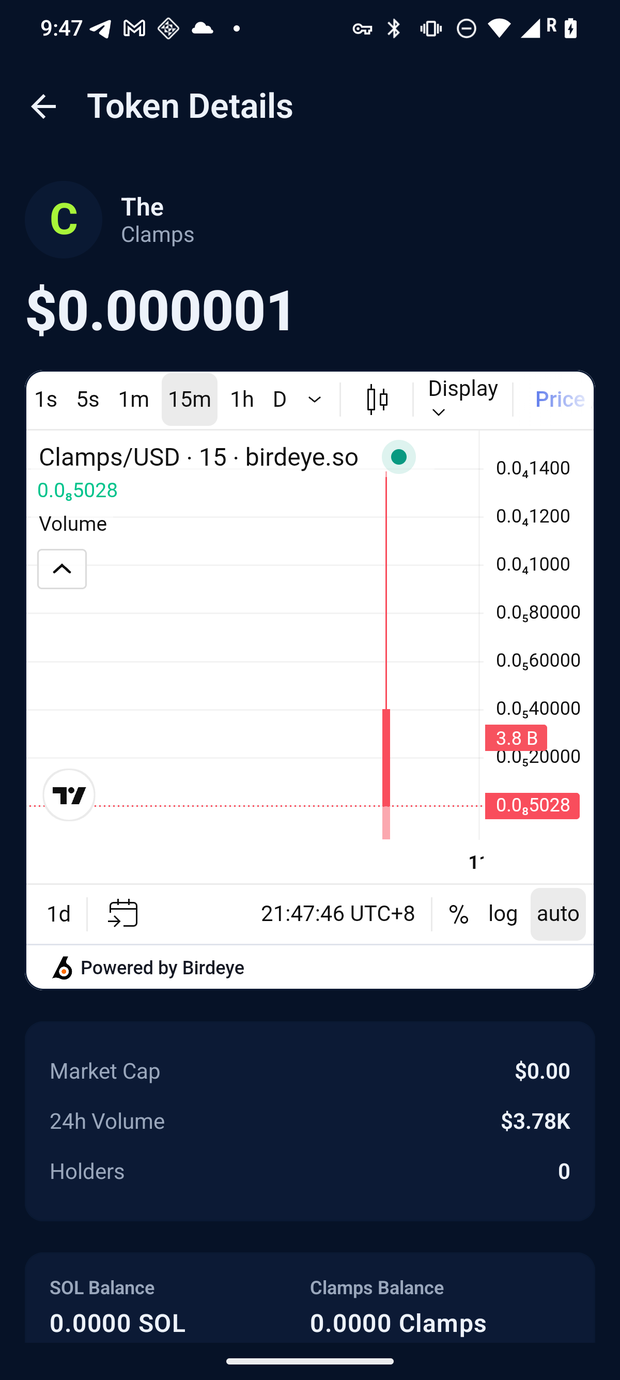 CrossPair token detail header: token name, live price, market stats and chart, above the trade card.